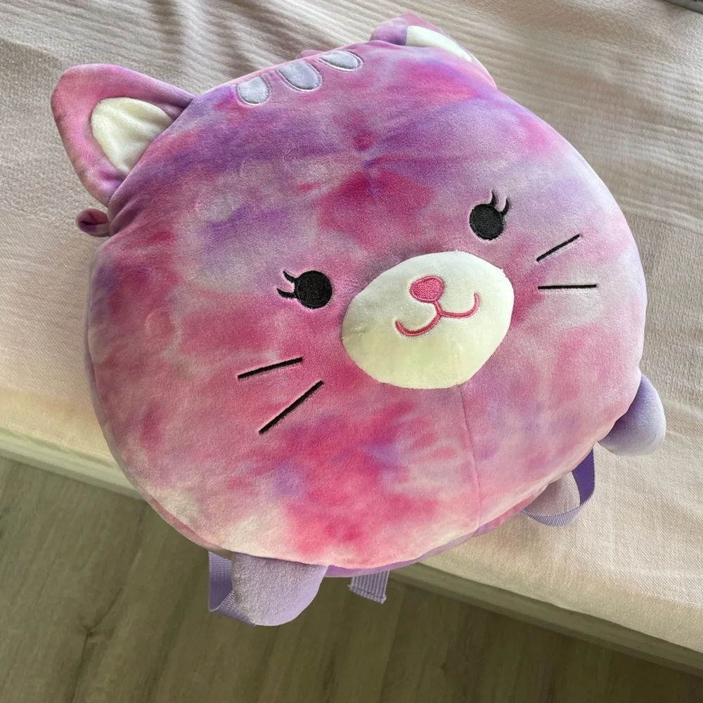 Adorable Plush Cat Backpack- Pink and Purple